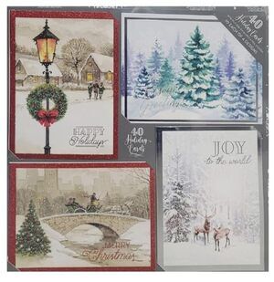 40-Count Holiday Greeting Cards with 4 Winter Designs